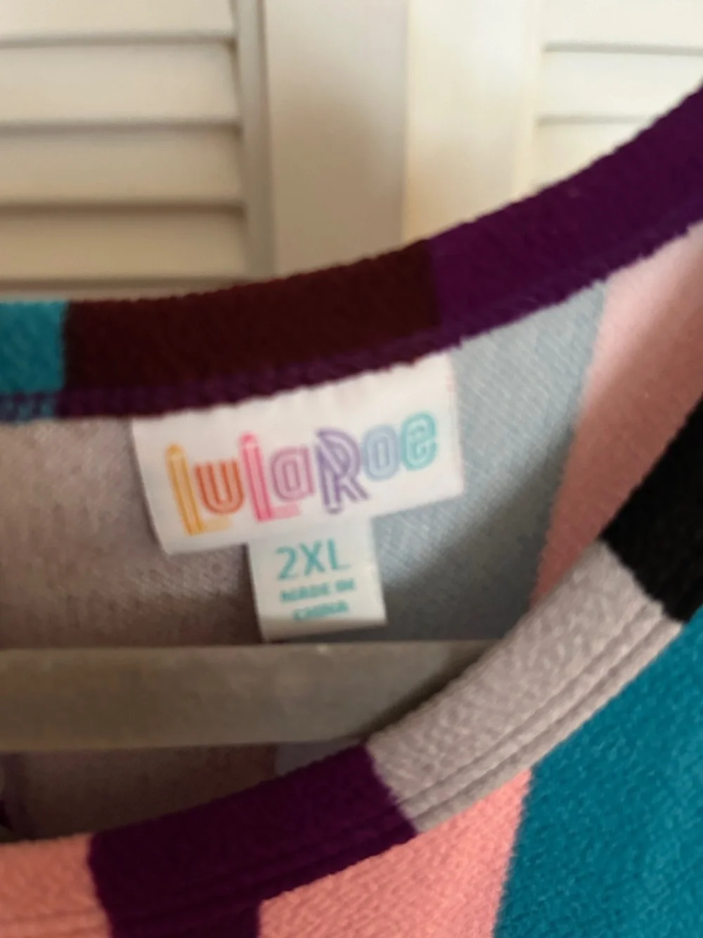 LuLaRoe Woman’s Striped Dress — Teal, Purple, Pink, Black, Gray, White - Picture 3 of 3